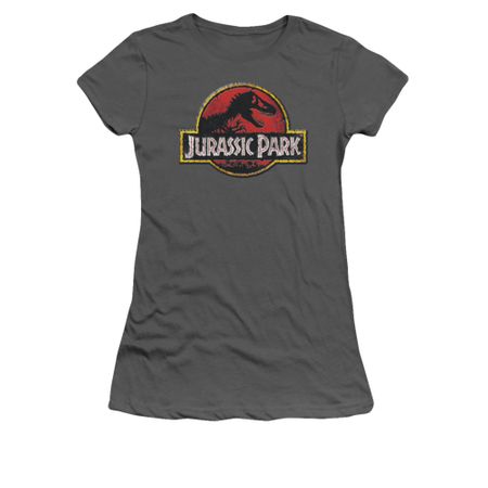 Jurassic Park Shirt Juniors Stone Logo Charcoal Tee T-Shirt