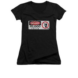 Jurassic Park Shirt Juniors V Neck Electric Fence Black Tee T-Shirt Jurassic Park Shirt Juniors V Neck Electric Fence Black Tee T-Shirt