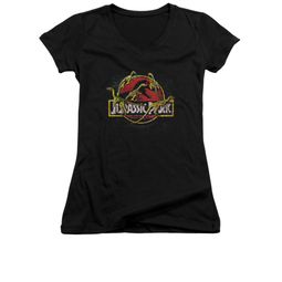 Jurassic Park Shirt Juniors V Neck Something Has Survived Black Tee T-Shirt Jurassic Park Shirt Juniors V Neck Something Has Survived Black Tee T-Shirt