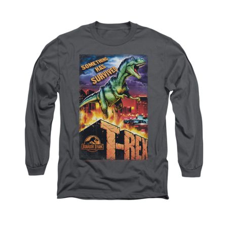 Jurassic Park Shirt Rex In The City Long Sleeve Charcoal Tee T-Shirt