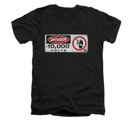 Jurassic Park Shirt Slim Fit V Neck Electric Fence Black Tee T-Shirt