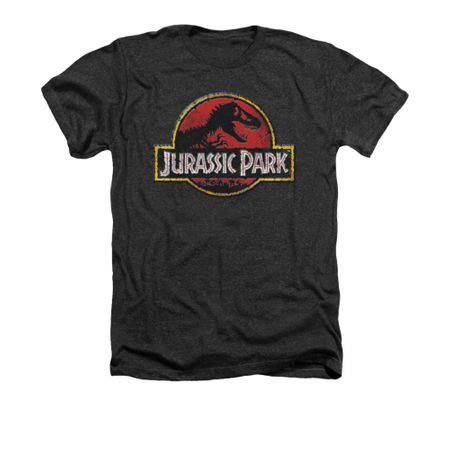 Jurassic Park Shirt Stone Logo Adult Heather Charcoal Tee T-Shirt