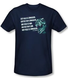 Jurassic Park T-shirt God Creates Dinosaurs Adult Navy Slim Fit Shirt
