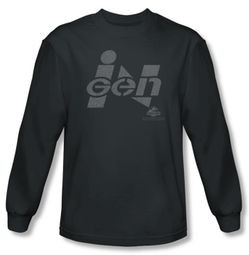 Jurassic Park T-shirt Ingen Logo Adult Charcoal Long Sleeve Tee Shirt