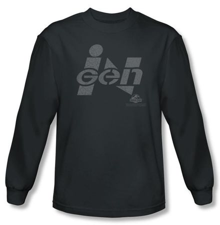 Jurassic Park T-shirt Ingen Logo Adult Charcoal Long Sleeve Tee Shirt