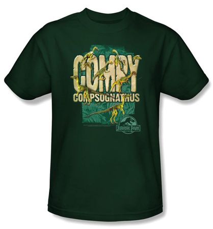 Jurassic Park T-shirt Movie Compy Adult Hunter Green Tee Shirt