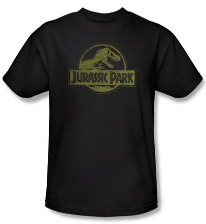 Jurassic Park T-shirt Movie Distressed Logo Adult Black Tee Shirt