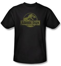 Jurassic Park T-shirt Movie Distressed Logo Adult Black Tee Shirt