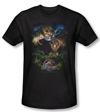 Jurassic Park T-shirt Movie Happy Family Adult Black Slim Fit Shirt