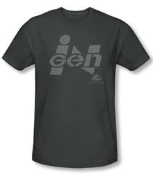 Jurassic Park T-shirt Movie Ingen Logo Adult Charcoal Slim Fit Shirt
