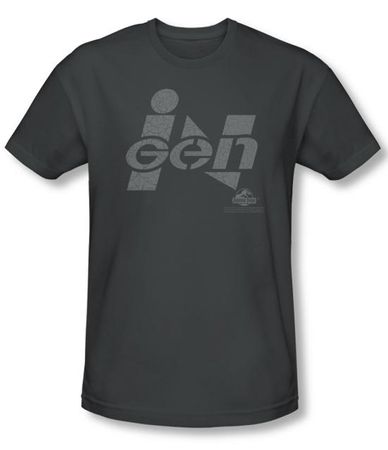 Jurassic Park T-shirt Movie Ingen Logo Adult Charcoal Slim Fit Shirt
