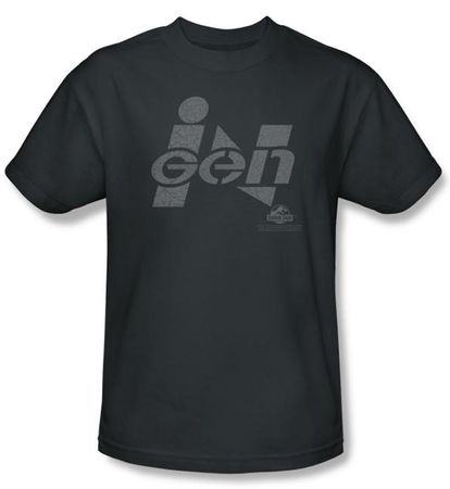Jurassic Park T-shirt Movie Ingen Logo Adult Charcoal Tee Shirt