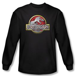Jurassic Park T-shirt Movie Logo Adult Black Long Sleeve Tee Shirt