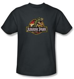Jurassic Park T-shirt Movie Retro Rex Adult Charcoal Tee Shirt