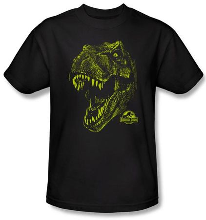 Jurassic Park T-shirt Movie Rex Dinosaur Mount Adult Black Tee Shirt