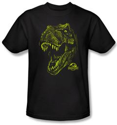 Jurassic Park T-shirt Movie Rex Dinosaur Mount Adult Black Tee Shirt