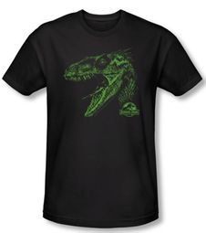Jurassic Park T-shirt Movie Spino Mount Adult Black Slim Fit Shirt