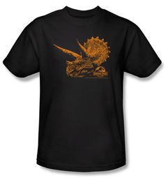 Jurassic Park T-shirt Movie Tri Dinosaur Mount Adult Black Tee Shirt