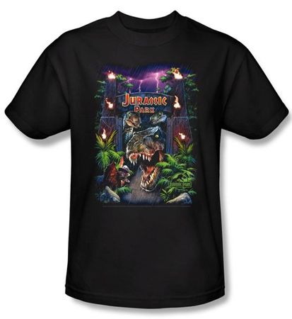 Jurassic Park T-shirt Movie Welcome To The Park Adult Black Tee Shirt