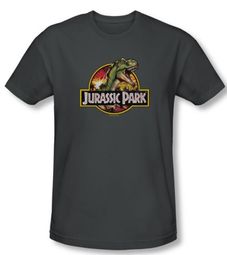 Jurassic Park T-shirt Retro Rex Adult Charcoal Slim Fit Tee Shirt