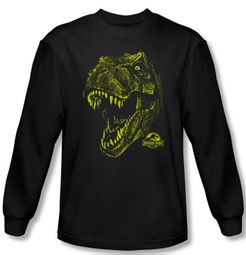 Jurassic Park T-shirt Rex Dinosaur Mount Adult Black Long Sleeve Tee