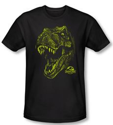 Jurassic Park T-shirt Rex Dinosaur Mount Adult Black Slim Fit Shirt