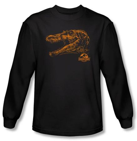 Jurassic Park T-shirt Spino Mount Adult Black Long Sleeve Tee Shirt