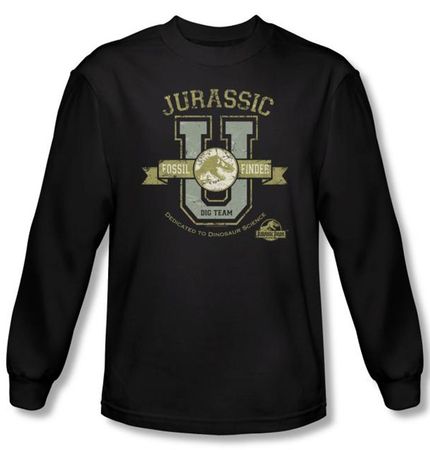 Jurassic Park T-shirt T Jurassic U Adult Black Long Sleeve Tee Shirt