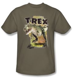 Jurassic Park T-shirt T Rex Dinosaur Adult Safari Green Tee Shirt