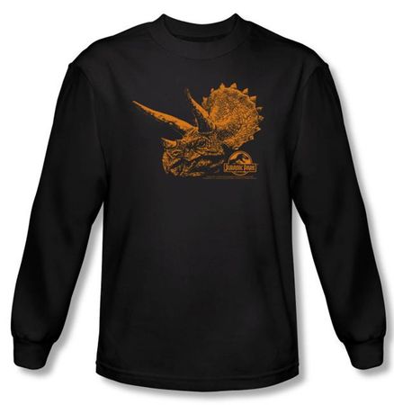 Jurassic Park T-shirt Tri Dinosaur Mount Adult Black Long Sleeve Tee