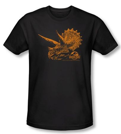 Jurassic Park T-shirt Tri Dinosaur Mount Adult Black Slim Fit Shirt
