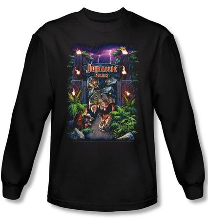 Jurassic Park T-shirt Welcome To The Park Adult Black Long Sleeve