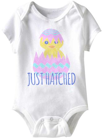 Just Hatched Funny Baby Romper White Infant Babies Creeper