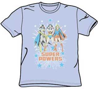Justice League - Female Super Powers Light Blue Adult Tee