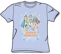 Justice League - Female Super Powers Light Blue Adult Tee