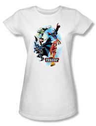 Justice League Juniors T-shirt Superheroes At Your Service White Shirt