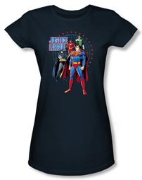 Justice League Juniors T-shirt Superheroes Protectors Navy Blue Shirt