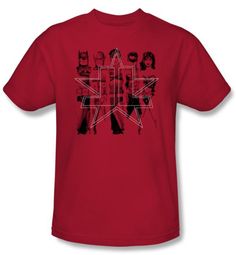 Justice League Kids T-shirt Superheroes Five Stars Youth Red Tee Shirt Justice League Kids T-shirt Superheroes Five Stars Youth Red Tee Shirt