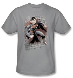 Justice League Kids T-shirt Superman Bricks Youth Silver Gray Shirt Justice League Kids T-shirt Superman Bricks Youth Silver Gray Shirt