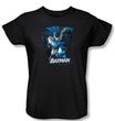 Justice League Ladies Shirt Batman Blue and Gray Superheroes Black Tee