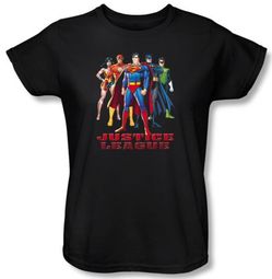 Justice League Ladies Superheroes T-shirt - In League Black Tee