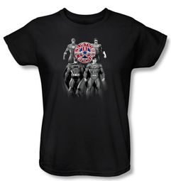 Justice League Ladies Superheroes T-shirt - Shades Of Gray Black Tee