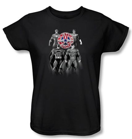 Justice League Ladies Superheroes T-shirt - Shades Of Gray Black Tee