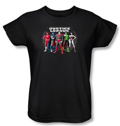 Justice League Ladies Superheroes T-shirt - The Big Five Black Tee