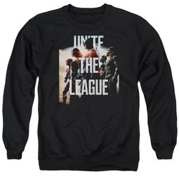 Justice League Movie Dawn Unite the League Adult Black Sweatshirt