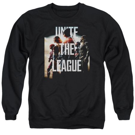 Justice League Movie Dawn Unite the League Adult Black Sweatshirt