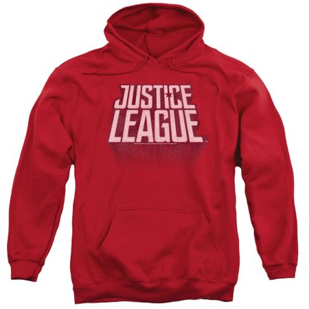 Justice League Movie Hoodie Distressed Logo Red Sweatshirt Hoody