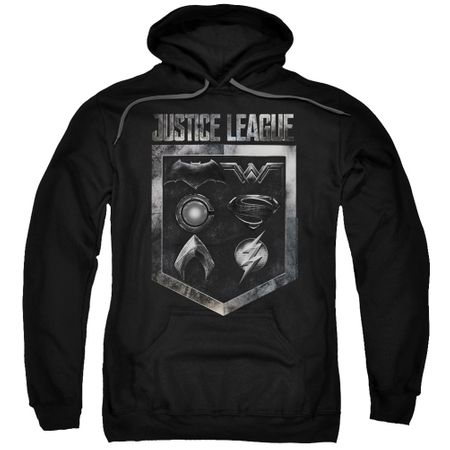 Justice League Movie Hoodie Shield of Emblems Black Sweatshirt Hoody