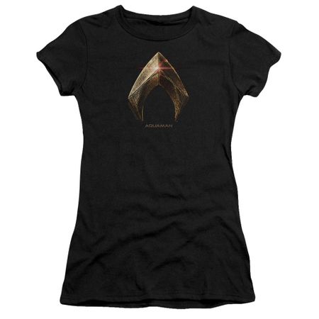 Justice League Movie Juniors Shirt Aquaman Logo Black T-Shirt