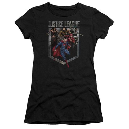Justice League Movie Juniors Shirt Charge Black T-Shirt